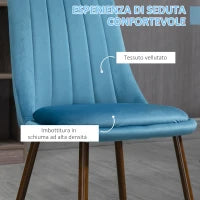 Sedie da Cucina Imbottite, Set 4 Pezzi in Poliestere e Acciaio, 47x55x86 cm, Blu