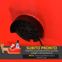 Babbo Natale Gonfiabile con Slitta, Renna, Pupazzo di Neve e Luci LED, Decorazione Natalizia da Esterno, 200x80x128cm