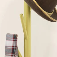 Appendiabiti da Terra Autoportante con 8 Ganci, Base in Marmo e Acciaio, Ø32x164cm, Oro