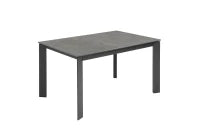 E-STYLO Tavolo allungabile con top in ceramica marmo grigio e base in metallo grigio, 90cm X 140 /190cm H. 76cm.