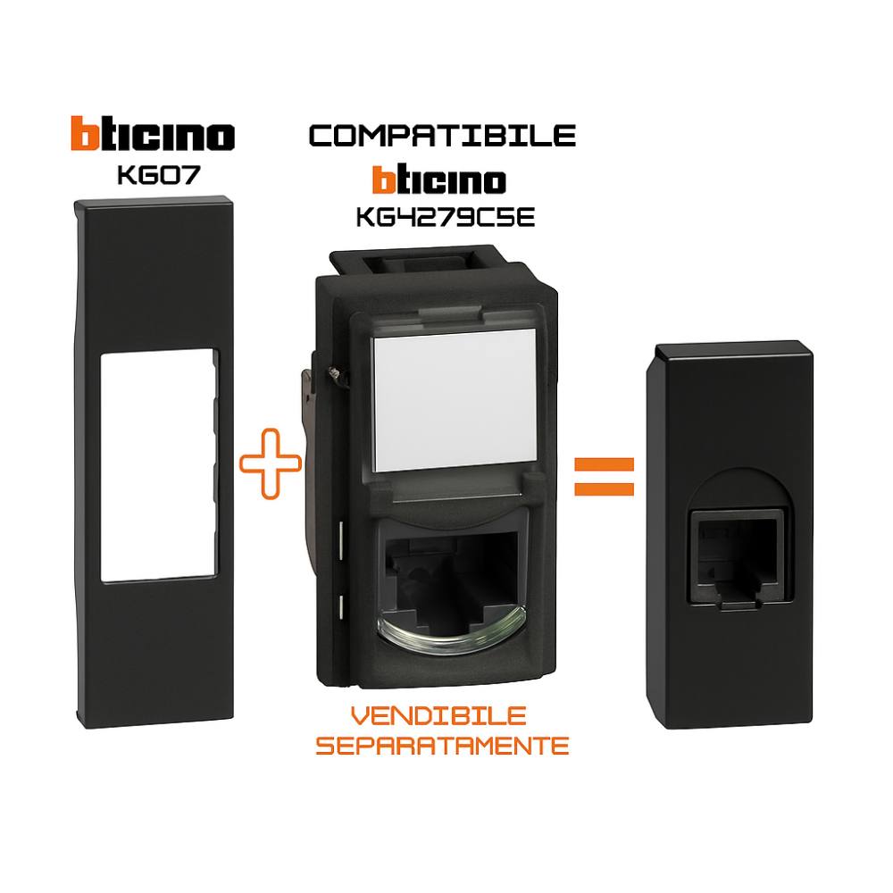 Bticino living now cover 1 modulo per moduli rj11 rj45 av lampada sicurezza *** colore nero, confezione 1