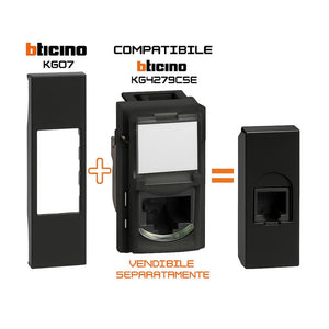 Bticino living now cover 1 modulo per moduli rj11 rj45 av lampada sicurezza *** colore nero, confezione 1