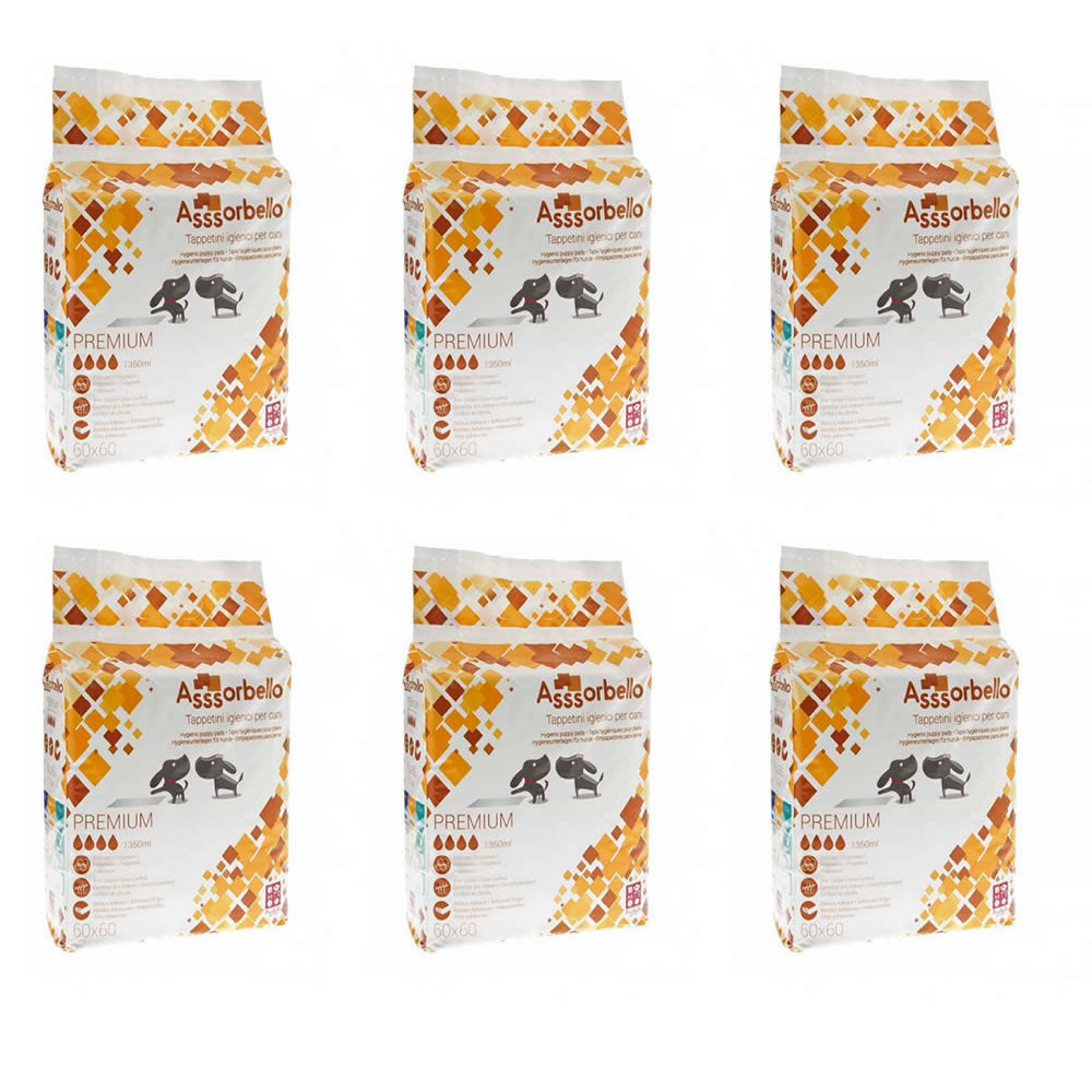 Multipack 6 confezioni assorbello tappetini igienici premium per cani cm 60x60
