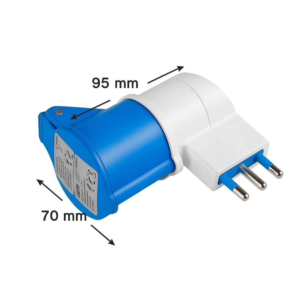 Ecova 20552 adattatore industriale con spina italiana 16a presa cee 2p+t