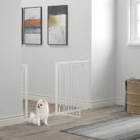 Cancelletto di Sicurezza per Cani in Acciaio e ABS, Estensibile 75-145cm per Scale e Porte, Bianco