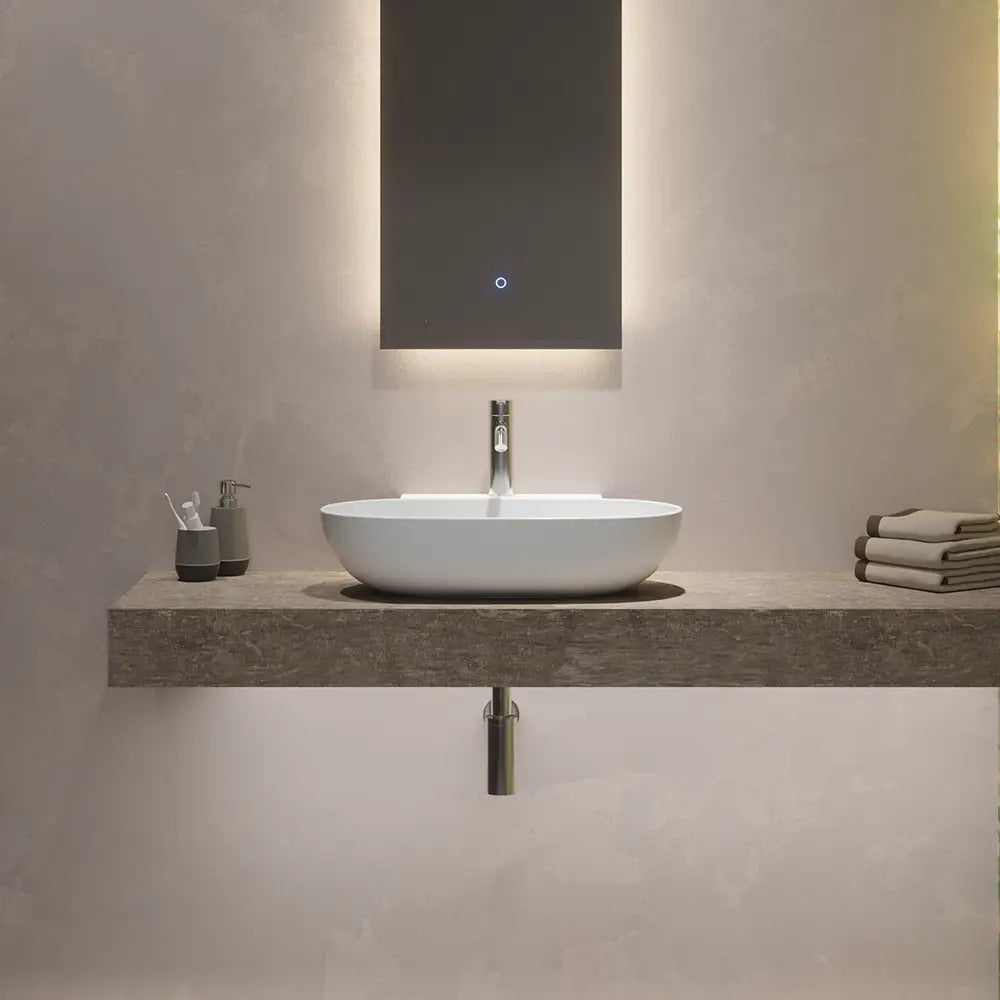 Lavabo da appoggio ovale 56x39x12,5 cm Bianco