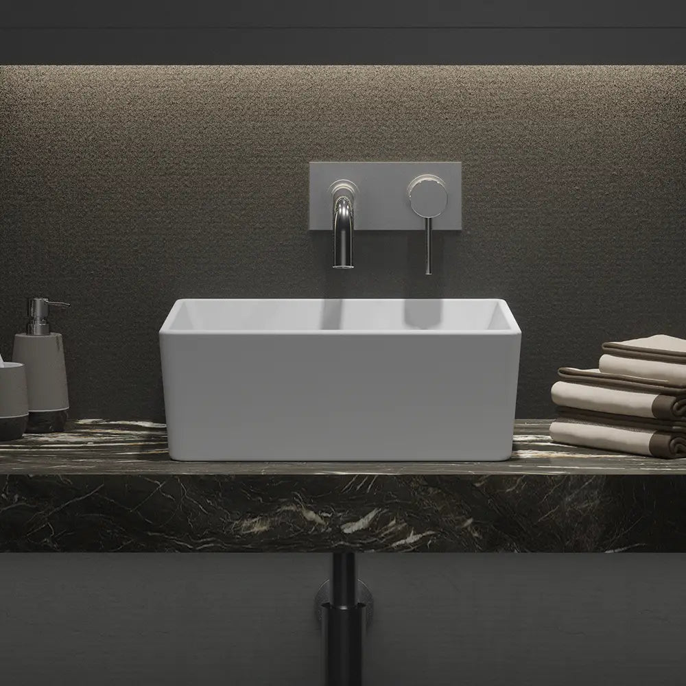 Lavabo da appoggio quadrato 39,5x39,5x14 cm Bianco