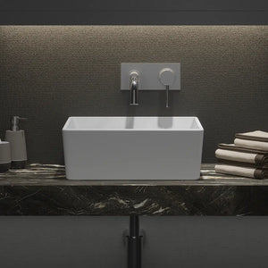 Lavabo da appoggio quadrato 39,5x39,5x14 cm Bianco