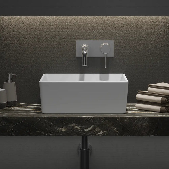 Lavabo da appoggio quadrato 39,5x39,5x14 cm Bianco