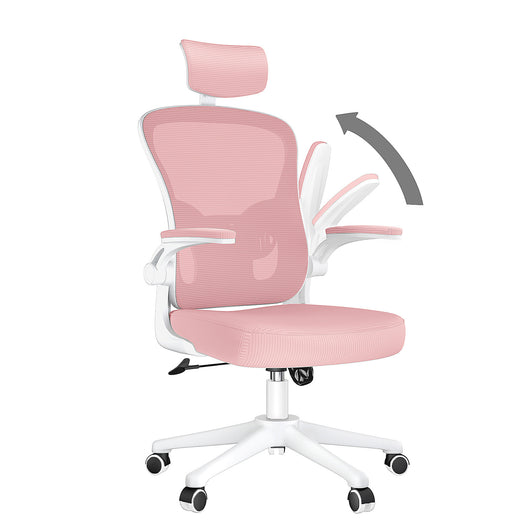 Sedia ufficio ergonomica - RATTANTREE  - Sedie da scrivania con Supporto Lombare e Poggiatesta Regolabile - Rosa