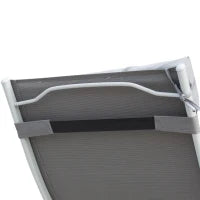 Sdraio da Giardino Pieghevole con Materassino e Cuscino, Schienale con 7 Reclinazioni, 137x63.5x100.5cm, Grigio