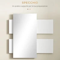 Mobile da Ingresso 2 in 1 con Specchio da Parete 75x3.5x75 cm e Cassetto 75x30.5x20 cm, Grigio e Bianco