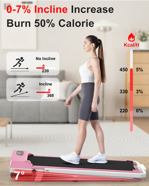 Tapis Roulant Elettrico Pieghevole 1-8 km/h - RATTANTREE - con Inclinazione, Display a LED, Supporto per App e Tablet - Portante 145kg - Rosa