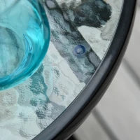 Tavolo da Giardino Pieghevole in Metallo, Tavolino da Giardino Piccolo con Ripiano in Vetro e Blocco di Sicurezza, Φ45x50cm Nero