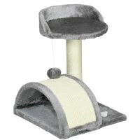 Albero tiragraffi per gatti con palline giocattolo, in sisal 35,5 x 37 x 46 cm, Grigio