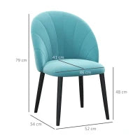 Set 2 Sedie da Salotto e Sala da Pranzo Imbottite, in Metallo e Tessuto Effetto Velluto Verde Chiaro, 52x54x79 cm