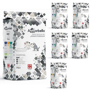 Multipack 6 confezioni assorbello tappetini igienici carbone attivo charcoal per cani 60x60
