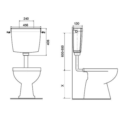 Cassetta di scarico per wc bagno a zaino esterna smeraldo oli