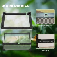 Vetrario in vetro per Rettili, Fondo Rialzato e Impermeabile, Serratura a Scatto