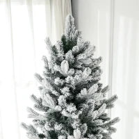 Albero di Natale Innevato 225cm con 988 Rami e Base in Acciaio per Interni con Apertura Automatica