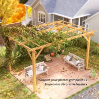 Pergola da Giardino 3 x 4 m in Legno per Piante Rampicanti, Pergola da Esterno, Legno Naturale