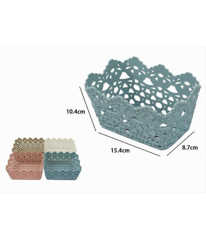 3pz Cestino Portatutto Oggetti Cesto Plastica Rettangolare 15.4x10.4x8.7cm 79470         