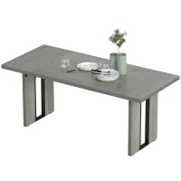 Tavolo da Pranzo in Stile Industriale per 8 Persone max, in Legno e Acciaio, 180x80x75 cm, Grigio
