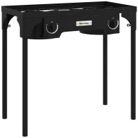 Fornello con 2 Bruciatori a Gas Propano Portatile 150.000 BTU/h con 2 Piedi Rimovibili per Esterno, Campeggio, Metallo Fuso, Nero