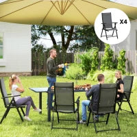 Set 4 Sedie da Giardino Pieghevoli e Traspiranti con Braccioli, in Acciaio e Poliestere, 56x69x106 cm, Grigio