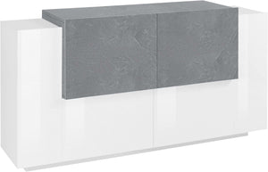 Mobile New Coro L 160 x H 86 x P 45 cm bianco lucido e grigio cemento