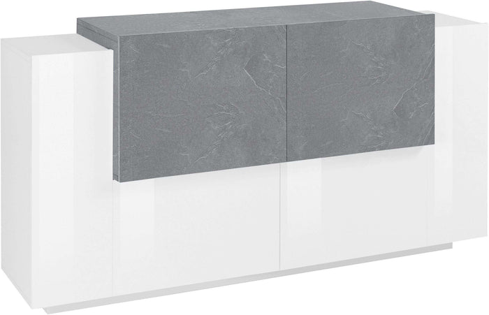 Mobile New Coro L 160 x H 86 x P 45 cm bianco lucido e grigio cemento