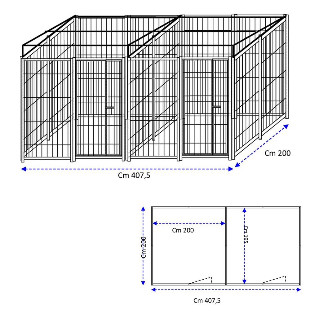 2 box in linea da 2x2 metri con predisposizione alla copertura con zincatura a caldo