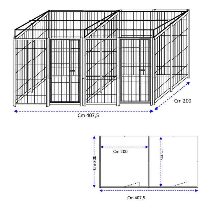 2 box in linea da 2x2 metri con predisposizione alla copertura con zincatura a caldo