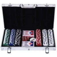 Valigetta Poker Professionale in Alluminio, Set Poker con 300 Fiches e 2 Mazzi per Texas hold'em e Blackjack