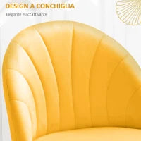 Set 2 Sedie da Pranzo Design Nordico in Metallo e Tessuto Effetto Velluto Giallo e Nero, 52x54x79 cm