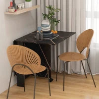 Tavolo da Cucina Pieghevole, Tavolo da Pranzo Pieghevole, con 2 Ribalte, 2 Ruote con Freni, 120 x 80 x 73 cm, Nero Marmorizzato