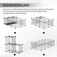 Recinto per Conigli e Porcellini d'India Modulabile con Accessori Montaggio, 105x70x35cm - Nero