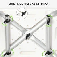 Sedia per Doccia in Alluminio ed EVA con Altezza Regolabile su 6 Livelli e Schienale Ricurvo, 51.5x49.5x68.5-81 cm