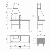 Barbecue in cemento orlando con griglia regolabile e piano d'appoggio
