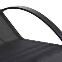 Set 2 Lettini Prendisole e Tavolino con Ripiano, in Tessuto Traspirante e Metallo, 59x169x66 cm, Nero