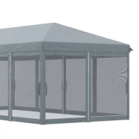 Gazebo da Giardino Pieghevole 6x3 m con 6 Zanzariere e Pulsante, in Acciaio e Poliestere, Grigio