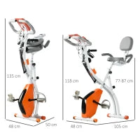 Cyclette Pieghevole con Resistenza Magnetica 8 Livelli, Sensore di Frequenza Cardiaca, Volano 2.5kg, Arancione