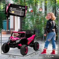 Auto Elettrica per Bambini UTV 12V con 2 Motori Telecomando 2,4G Velocità fino a 7 km/h Sistema di Sospensione Rosa
