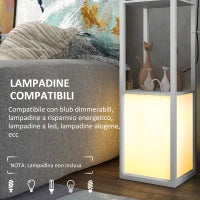 Lampada da Terra Moderna con 2 Paralumi e 2 Ripiani per Lampadine E27 Max. 40W, 26x26x156 cm, Bianco
