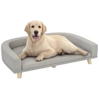Divano per Cani di Taglia Grande con Cuscino Sfoderabile, in Poliestere e Legno, 98x67x25 cm, Grigio