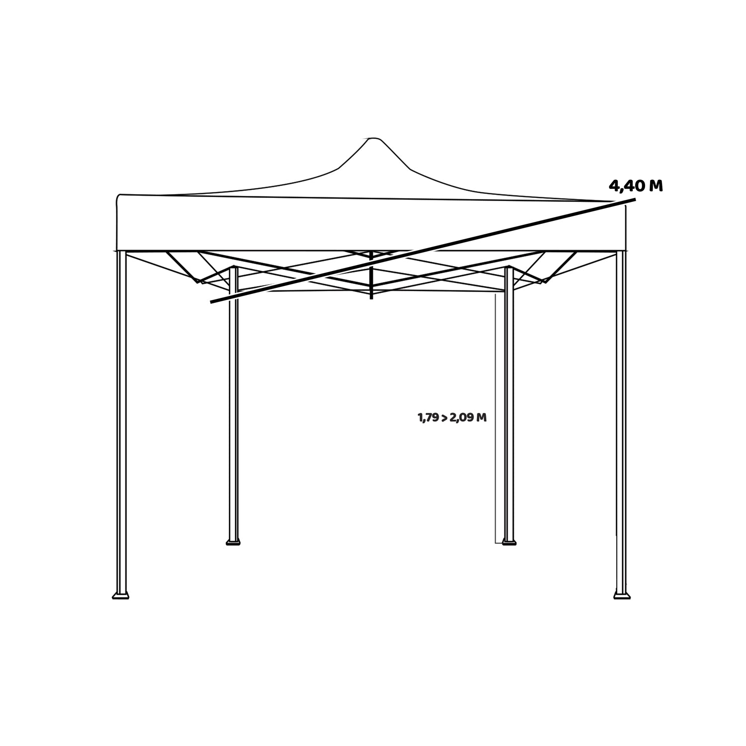 Kebon Tenda / Gazebo Per Giardino 3X3 Impermeabile Tendone Pieghevole Per Fiere E Mercati Colore Bianco