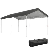 Gazebo Pieghevole Pop Up 6x3 m, UPF50+ con Altezza Regolabile e Borsa di Trasporto, Grigio Scuro