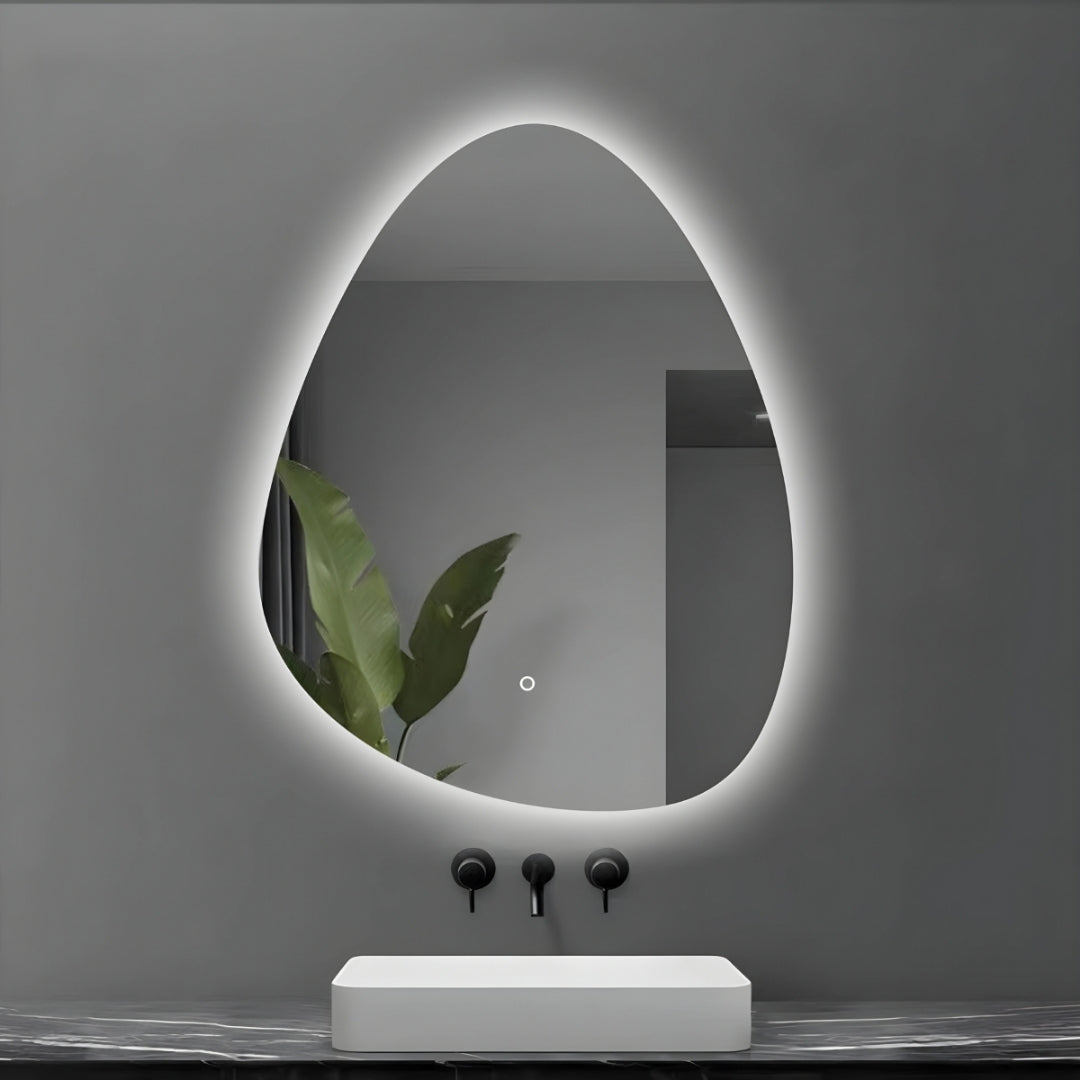 Specchio 5 mm a goccia retroilluminato led interruttore touch pvc e mdf *** misure 70x90 cm, tonalità dimmerabile 27...