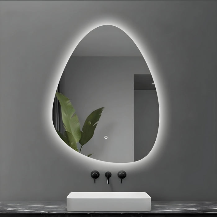 Specchio 5 mm a goccia retroilluminato led interruttore touch pvc e mdf *** misure 70x90 cm, tonalità dimmerabile 27...