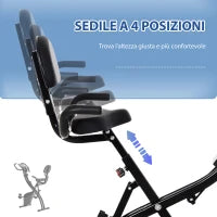 Cyclette Pieghevole 2 in 1, Resistenza Magnetica Regolabile 8 Livelli, Cyclette da Casa Silenziosa con Sensore di Frequenza Cardiaca, Elastici per Braccia, Schermo LCD, Volano 2.5kg, Nero